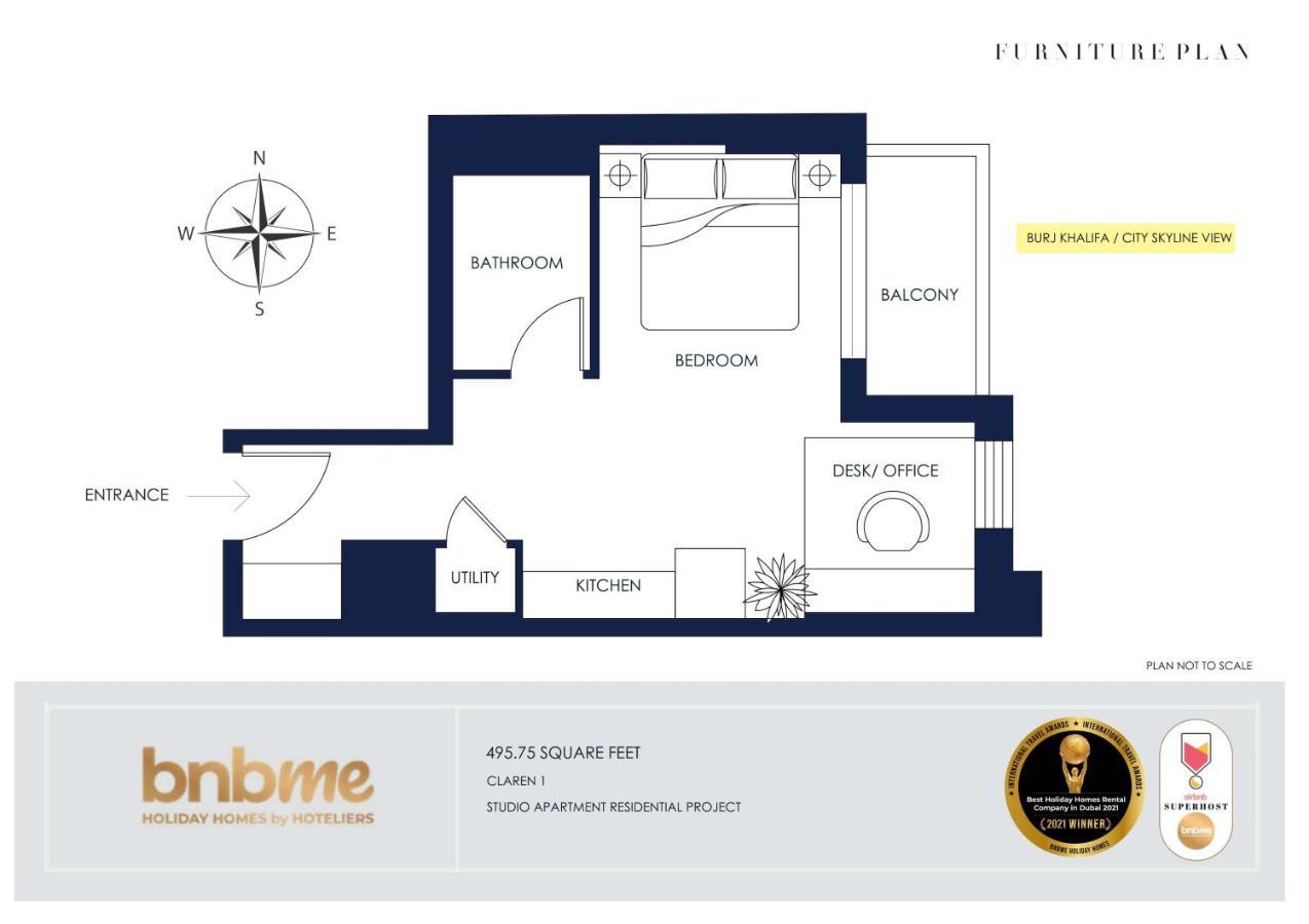 Bnbmehomes - Elegant & Stylish Studio In Downtown - 502 Дубай Экстерьер фото